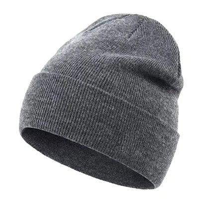 Solid Knit Beanie – Unisex Cuffed Winter Skull Cap