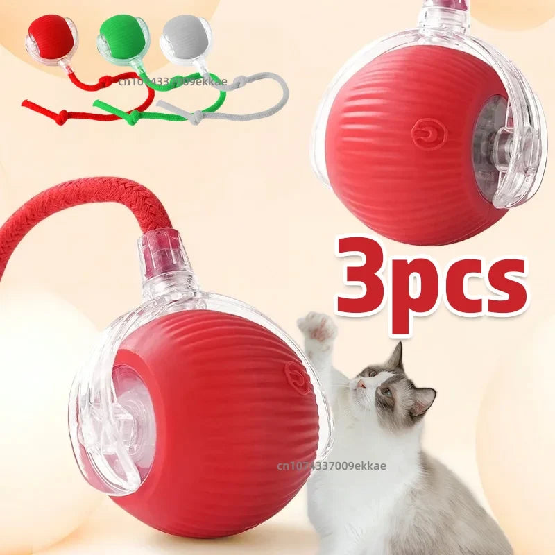 Interactive Rolling Ball Cat Toy with Tail – Rechargeable Smart Pet Toy