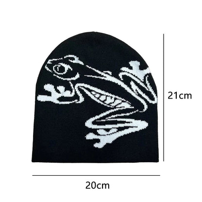Tree Frog Print Beanie – Stretchy Knit Skull Cap