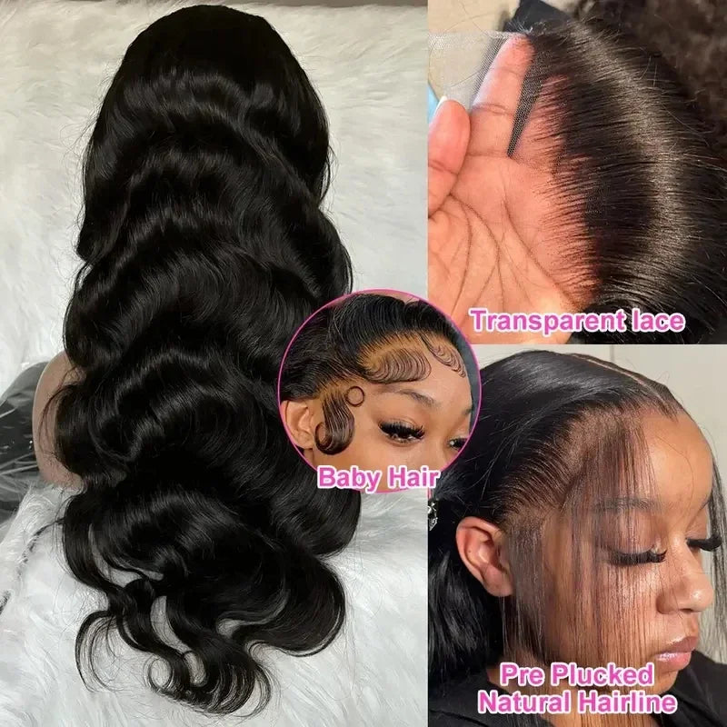 Body Wave HD Lace Front Wig Brazilian Virgin Human Hair 180% 200% Density