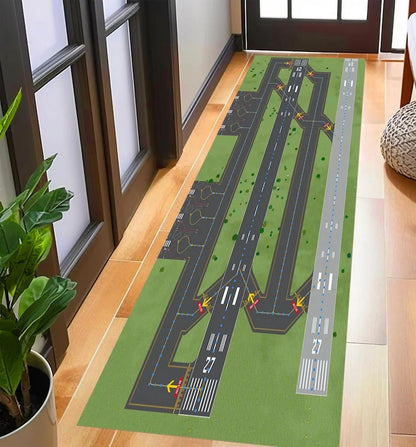 Airport Runway Rug Anti-Slip Runner Mat for Hallway & Home Decor