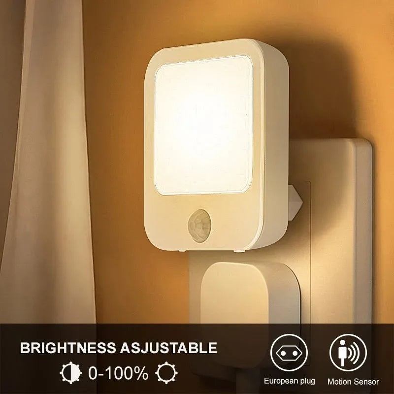Motion Sensor Plug-In Night Light – Dimmable LED, EU/US Plug