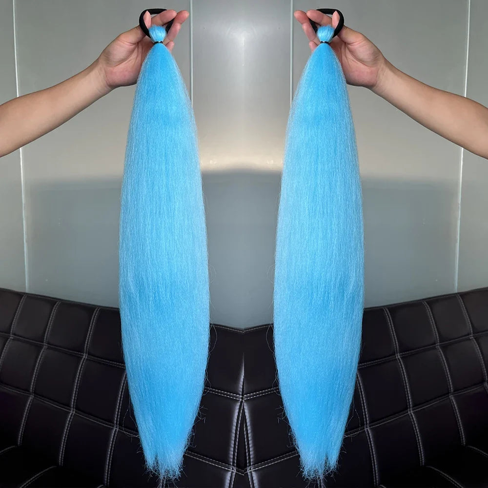 Long Straight Ponytail Extension 2pcs – Synthetic Hair with Rubber Band
