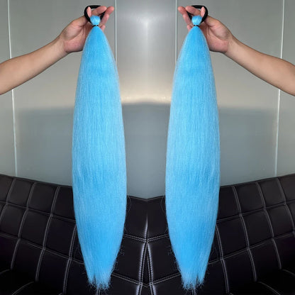 Long Straight Ponytail Extension 2pcs – Synthetic Hair with Rubber Band