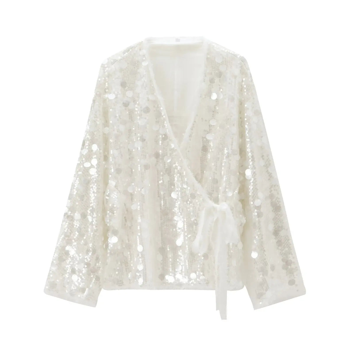 Women's Sequin Kimono Jacket – Long Sleeve Wrap Coat