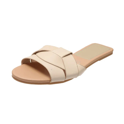 Women's Flat Slide Sandals – Woven Strap Open Toe