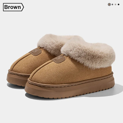 Fleece-Lined Winter Slippers – Ankle Cover Warm House Shoes