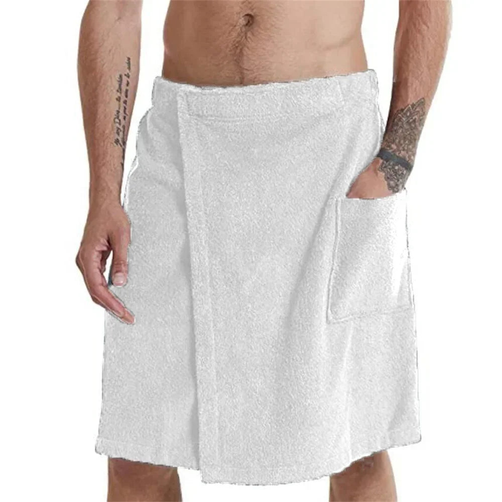 Men's Wearable Bath Towel Wrap with Pocket – Sauna & Spa