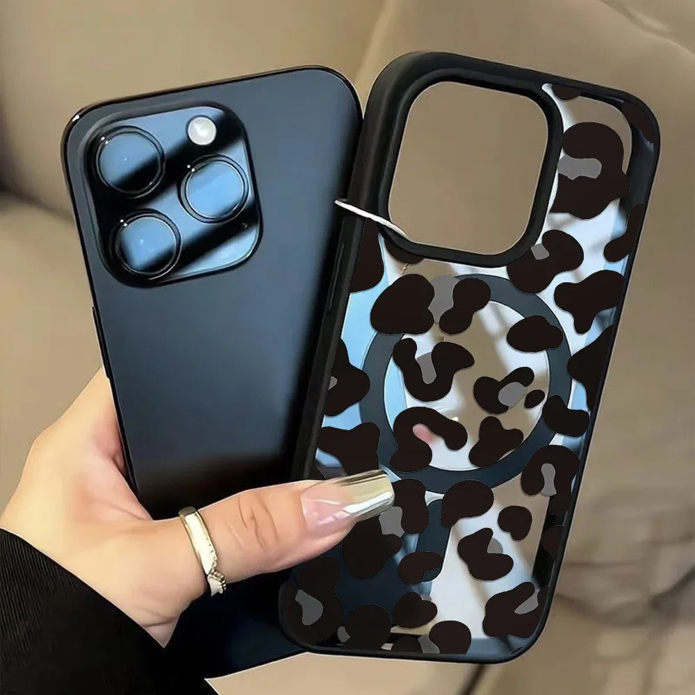 Leopard Print Star iPhone Case – Matte MagSafe Cover