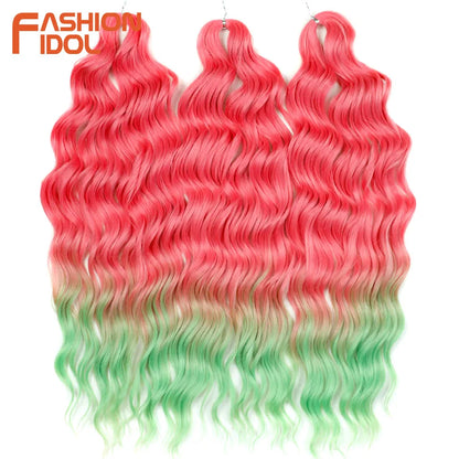 24 Inch Water Wave Crochet Braiding Hair Extensions – Synthetic Ombre