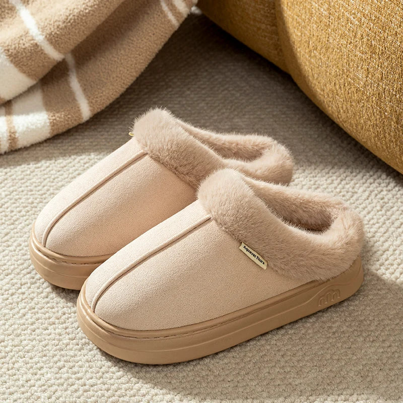 Fur-Lined Winter Slippers Anti-Slip Indoor Outdoor Shoes
