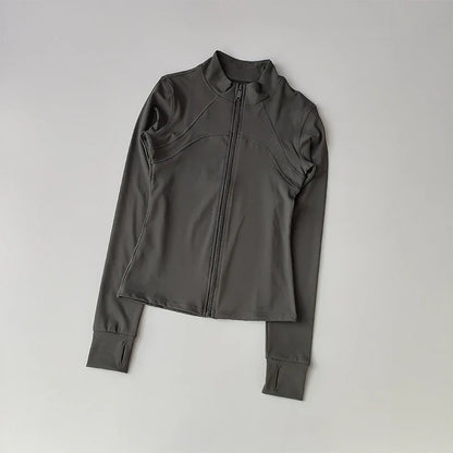 Women's Full-Zip Yoga Sports Jacket – Standing Collar Running Top