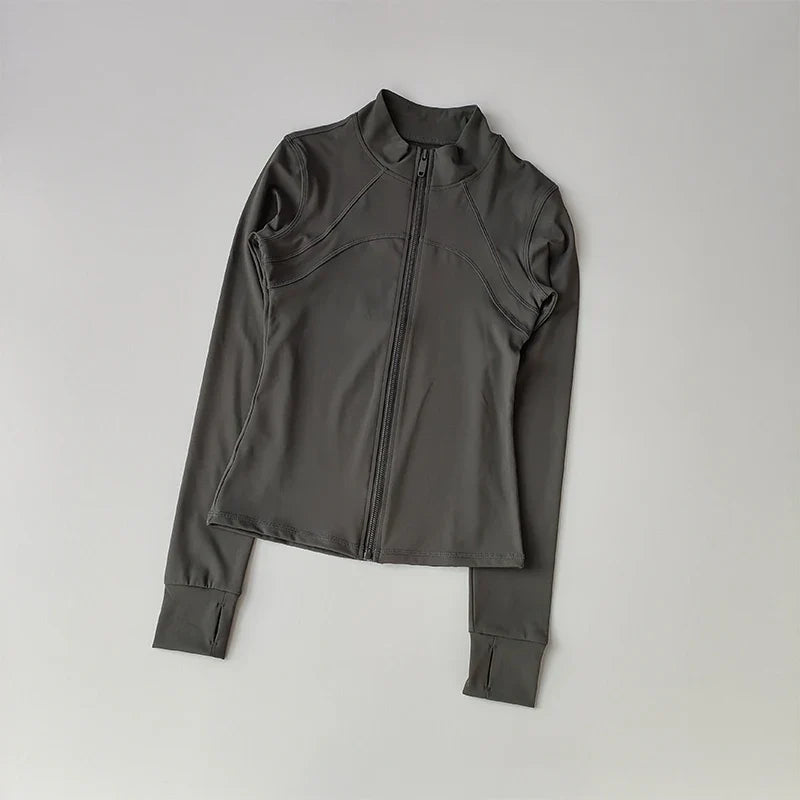 Full-Zip Athletic Jacket – Women's Slim Fit Stand Collar Sports Top