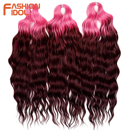 24 Inch Water Wave Crochet Braiding Hair Extensions – Synthetic Ombre