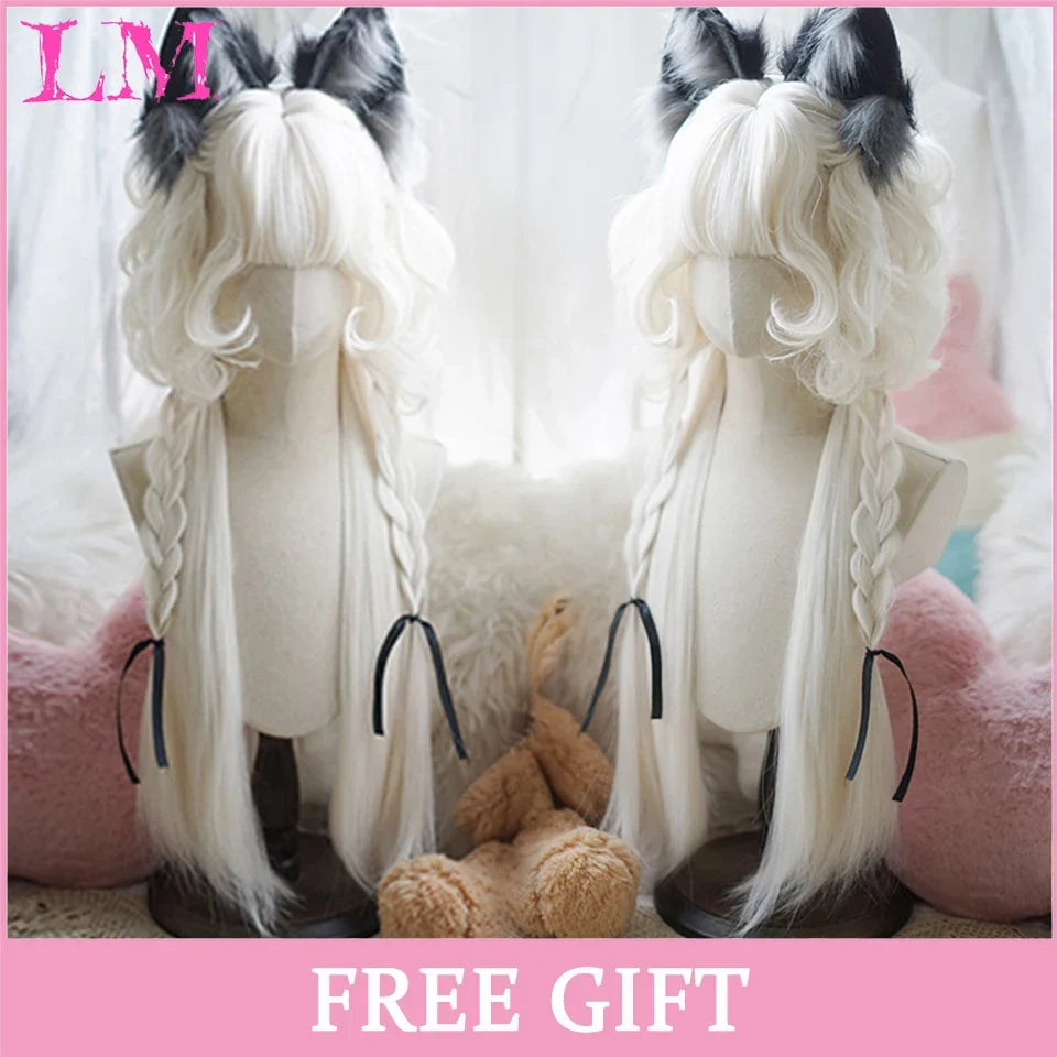 Cosplay Wig with Bangs – Long Straight Synthetic Hair 24 Inch