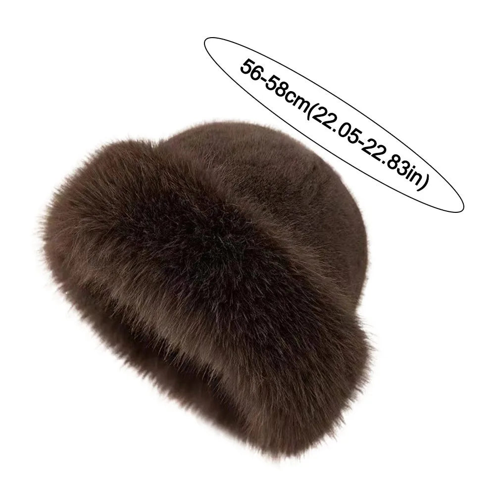 Fluffy Faux Fur Beret – Women's Winter Plush Bucket Hat