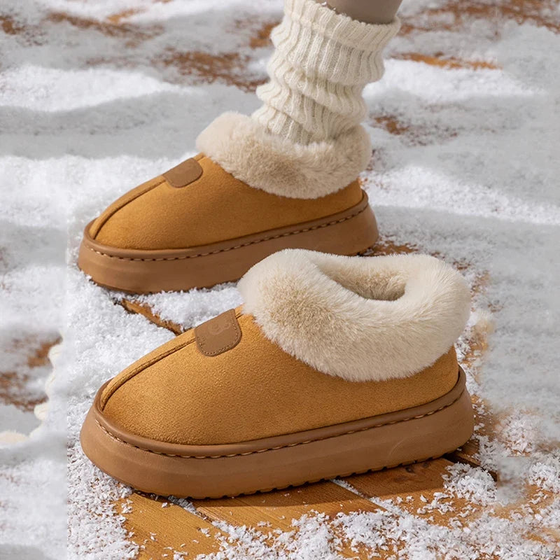 Women's Winter Slippers – Warm Fluffy Ankle Boots, Thick Sole, Non-Slip