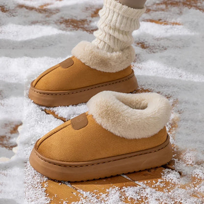 Women's Winter Slippers – Warm Fluffy Ankle Boots, Thick Sole, Non-Slip