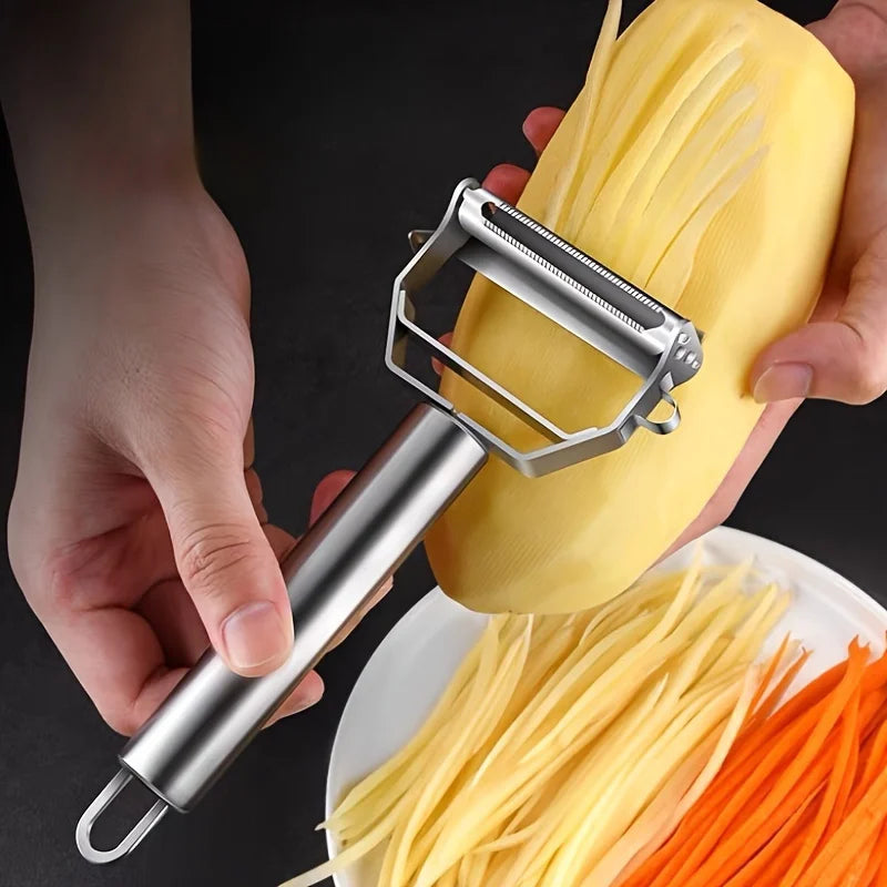 Stainless Steel Dual-Blade Vegetable Peeler & Julienne Slicer
