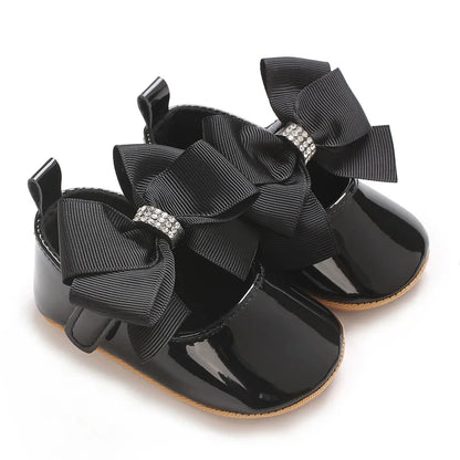 Baby Girl Bow Shoes – Soft Sole Princess Flats