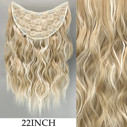 Clip-In Hair Extensions 7pcs 16 Clips Wavy Synthetic 24 Inch