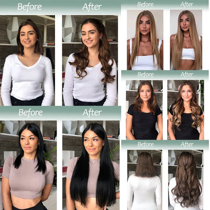 Clip-Free Straight Hair Extension Long Synthetic Hairpiece