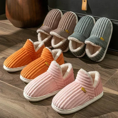 Plush Fur Slippers – Warm Corduroy Indoor Slides for Women & Men