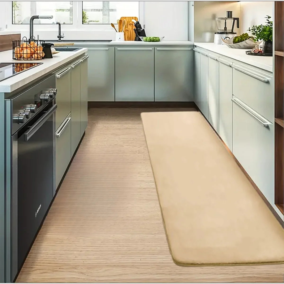 Kitchen Floor Mat Non-Slip Absorbent Flannel Runner Rug for Home & Hallway