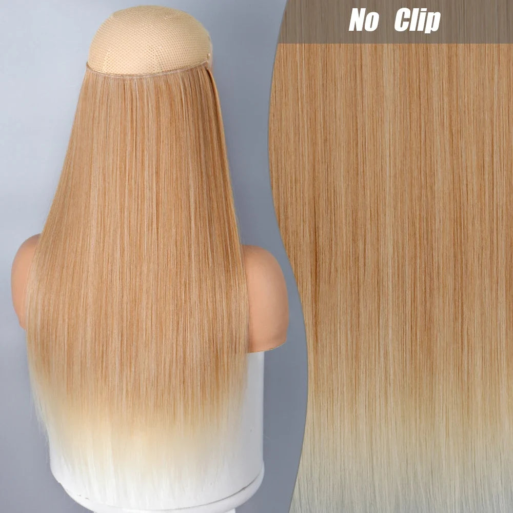 Clip-Free Straight Hair Extension Long Synthetic Hairpiece
