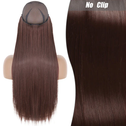 Clip-Free Straight Hair Extension Long Synthetic Hairpiece