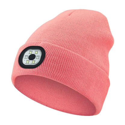 LED Beanie Hat with Built-In Headlamp – USB Rechargeable