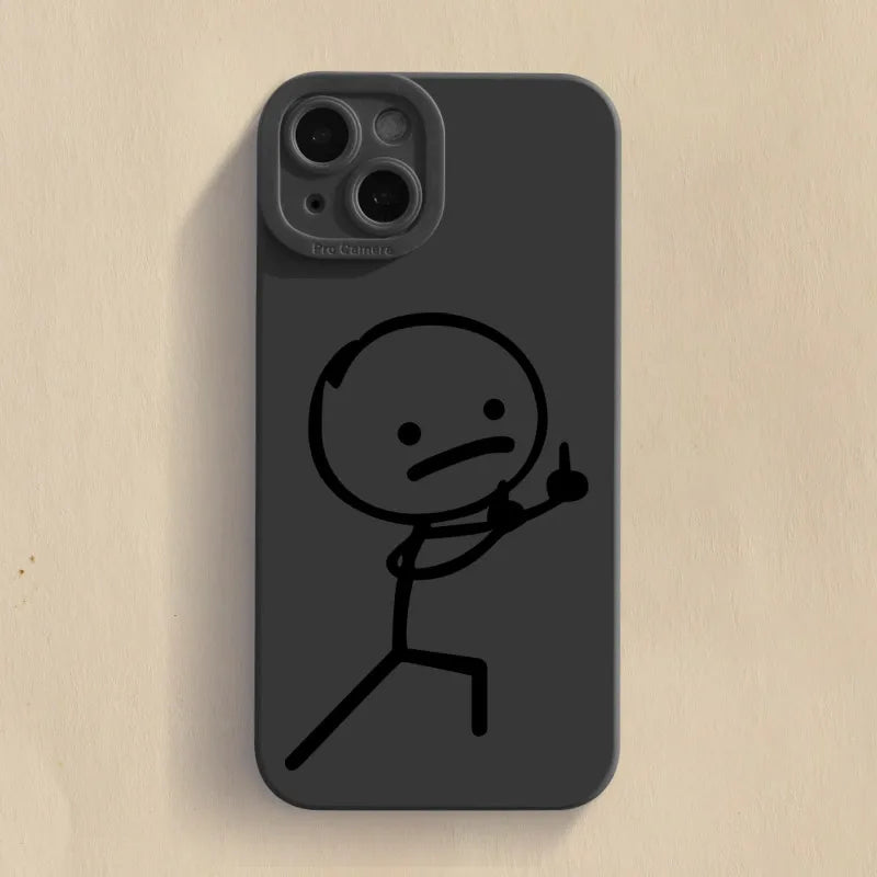 Cartoon Matchman Matte Silicone iPhone Case – iPhone 11 to 17 Series