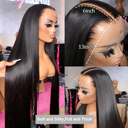 HD Lace Front Straight Human Hair Wig – 13x4 13x6 5x5 Glueless, 16–42 Inch