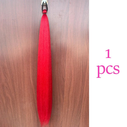 Long Straight Ponytail Extension 2pcs – Synthetic Hair with Rubber Band