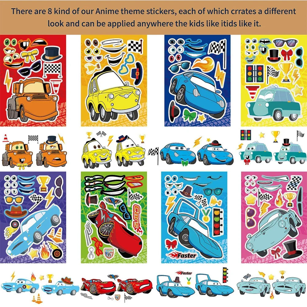 Disney Cars Make-a-Face DIY Sticker Sheets – 8 or 16 Pack