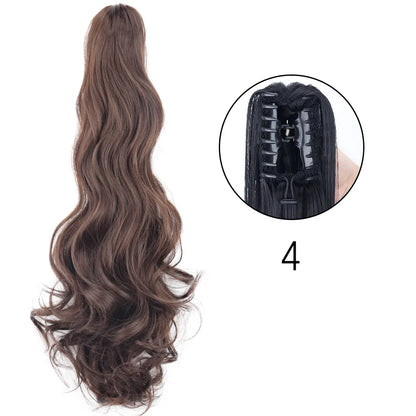 Claw Clip Ponytail Extension 24 Inch Wavy Synthetic Hair Heat Resistant