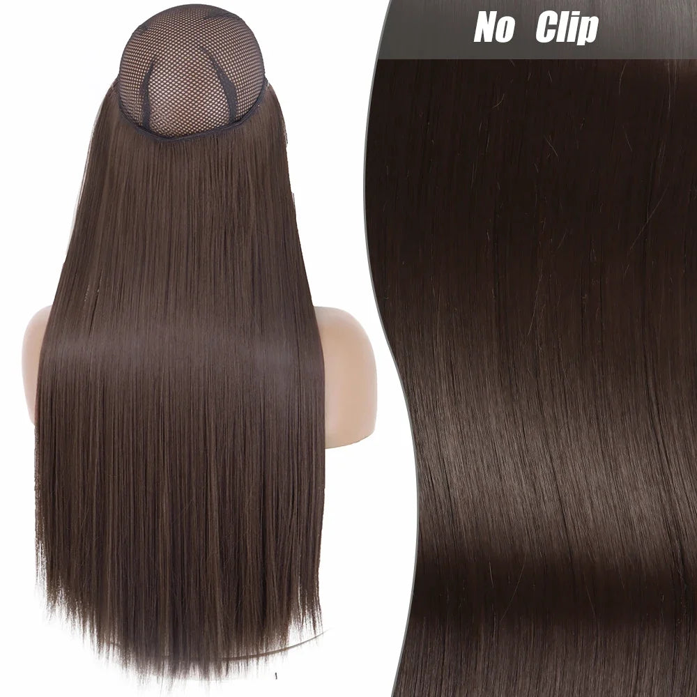 Clip-Free Straight Hair Extension Long Synthetic Hairpiece