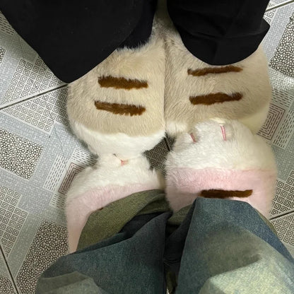 Cat Paw Fuzzy Slippers for Women – Cute Plush Non-Slip House Shoes
