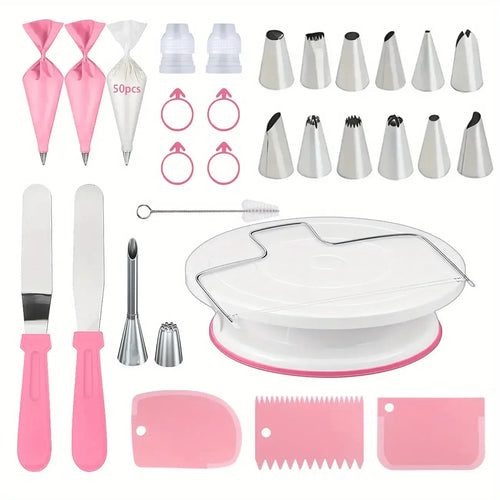 Cake Decorating Set 80pcs – Turntable, Piping Tips, Bags & Scrapers