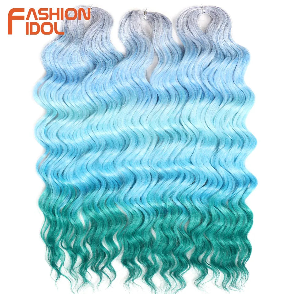 24 Inch Water Wave Crochet Braiding Hair Extensions – Synthetic Ombre
