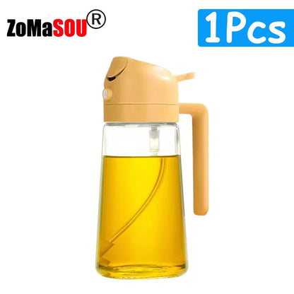 2-in-1 Oil Sprayer & Pourer Bottle – Glass Dispenser for Kitchen & BBQ