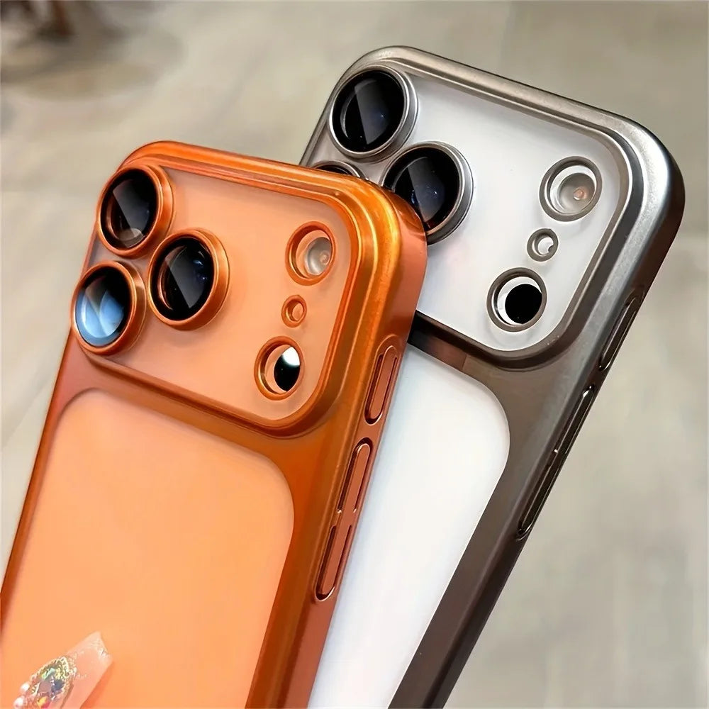 Luxury Plating Transparent iPhone Case with Lens Protection