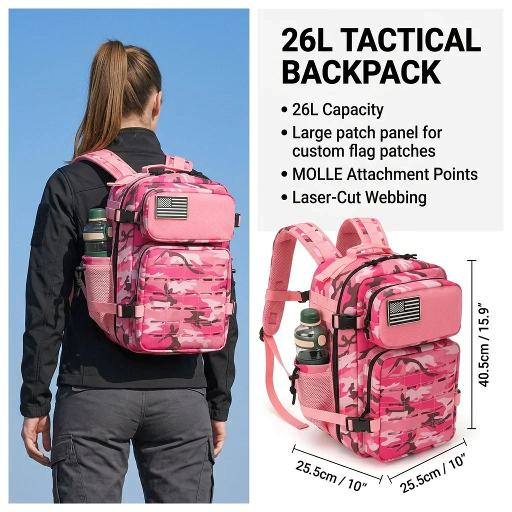 26L Tactical Backpack – MOLLE Rucksack for Men & Women