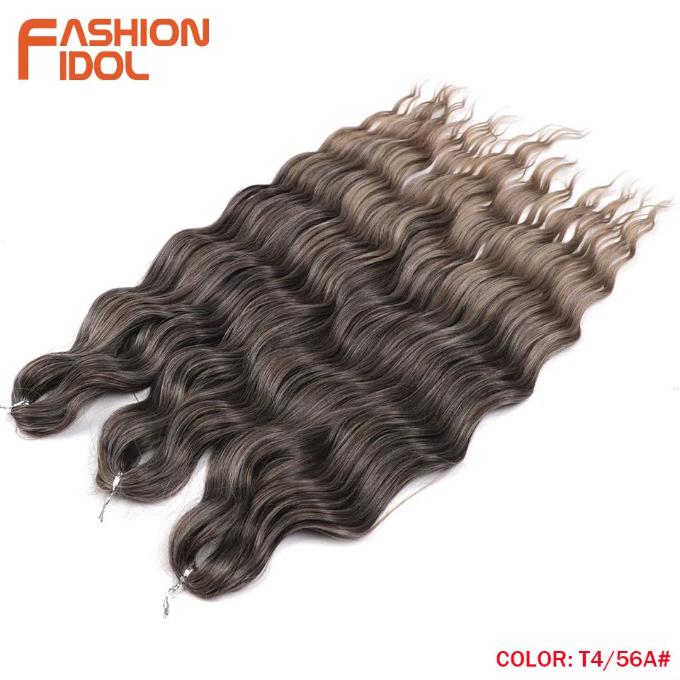 24 Inch Water Wave Crochet Braiding Hair Extensions – Synthetic Ombre