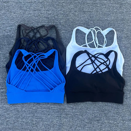 Women's Push-Up Sports Bra – Cross Back Shockproof Gym & Yoga Bra
