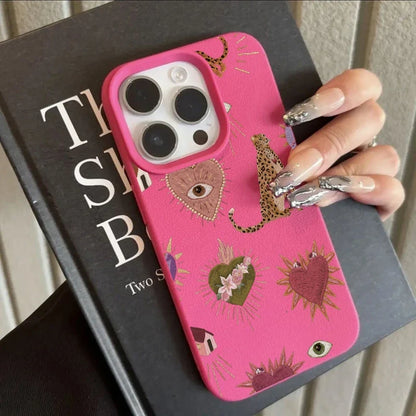 Leopard Evil Eye iPhone Case – Aesthetic Boho Silicone Cover