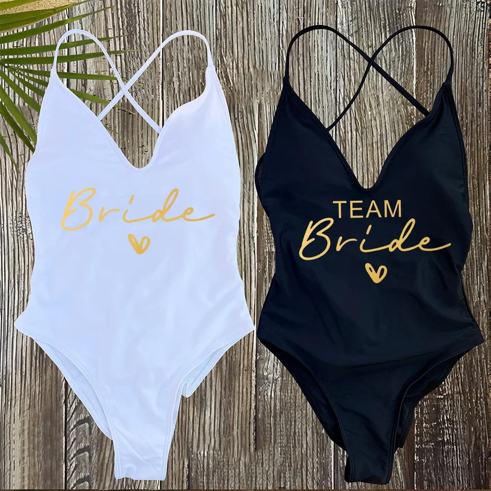 Team Bride One-Piece Swimsuit – Padded Bachelorette Bathing Suit