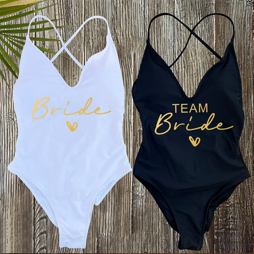 Team Bride One-Piece Swimsuit – Padded Bachelorette Bathing Suit