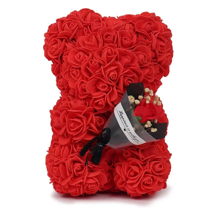 Rose Teddy Bear with LED Lights Artificial Flower Gift
