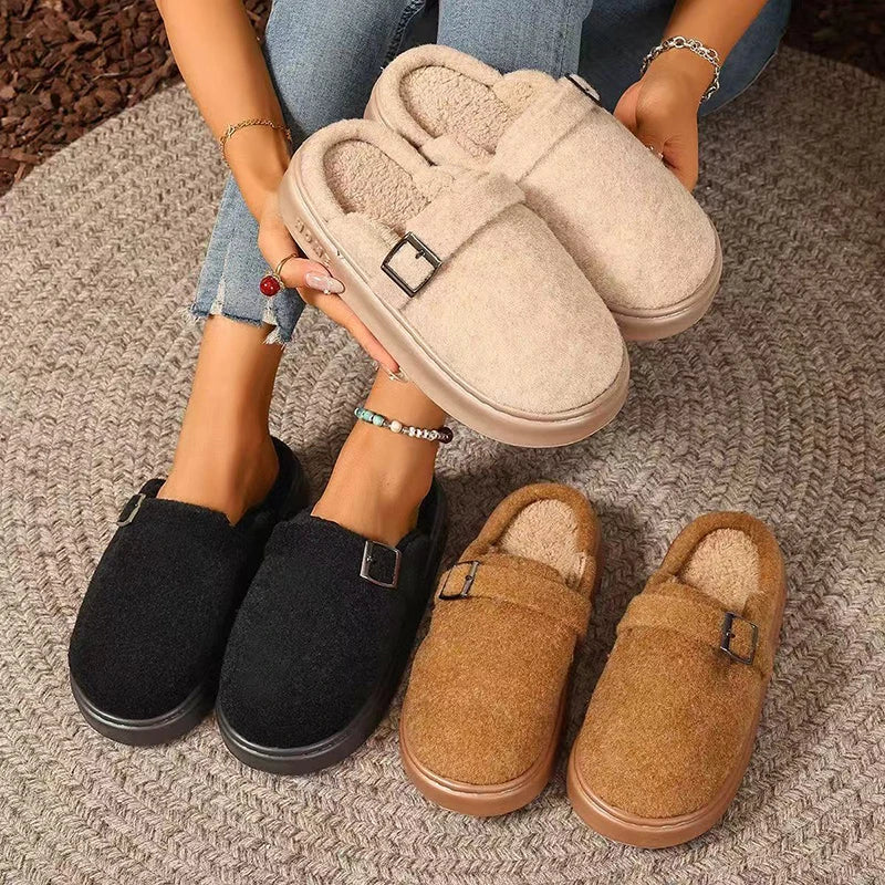Platform Fuzzy Slippers Women Indoor Plush House Shoes